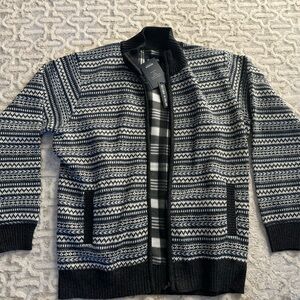 Stylish Kensington Black and White Men's Zip-Up Sweater